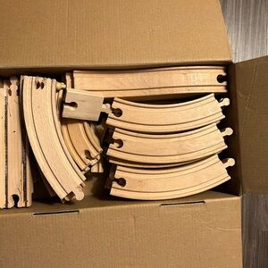 Wooden railway tracks.